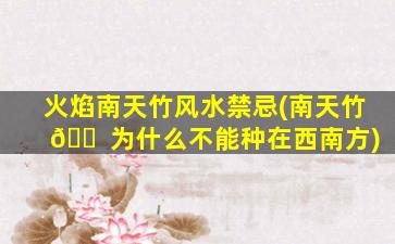 火焰南天竹风水禁忌(南天竹 🐠 为什么不能种在西南方)